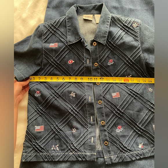 Koret City Blues Set Top Dress Womens Denim Embroidered Pintucks Patriotic. - Picture 15 of 16
